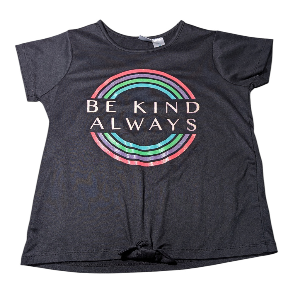 Extremely Me - Kid's Shirt - Size 14 - Be Kind Always Black  -Knotted Front